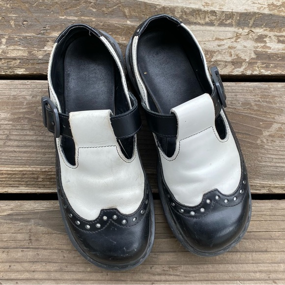 Dr. Martens Black and White Mary Jane’s Buckle tuxedo Loafers - Picture 7 of 8